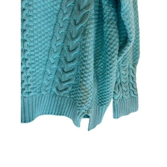 A.n.a Cable Knit Blue Aqua Turtleneck Sweater Chunky Pullover Women's Size L - Picture 4 of 5